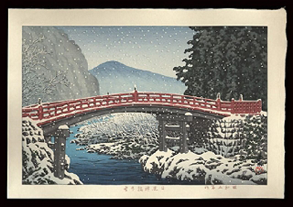 Snow at Shinkyo Bridge, Nikko