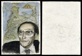 Two Sided Work: Portrait of Syunkichi Takeuchi (former Aomori Governor) and a Sketch of his Face