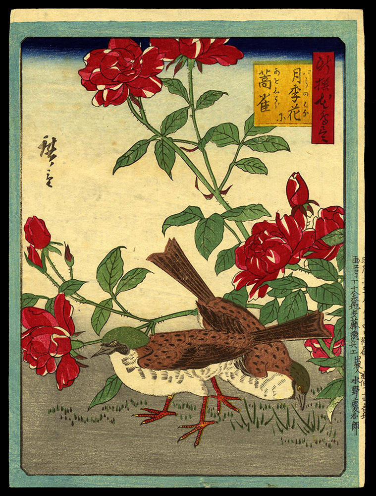 Two Birds with Red Flowers
