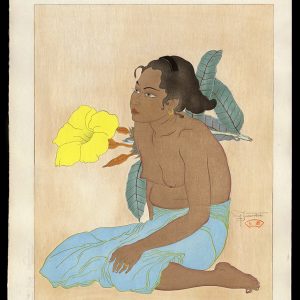 Jeune Fille De Saipan Et Fleurs D'Hibiscus. Marianes Jacoulet