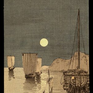 Sailing Boats at Anchor Under the Moon Unread c. 1910