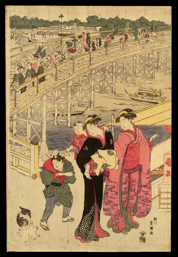 Crowds at the Ryogoku Bridge Toyokuni I