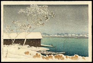 Snow at Shirahige Hasui