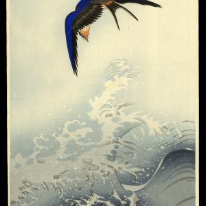 Barnswallow in Flight Above Water with Large Waves Koson