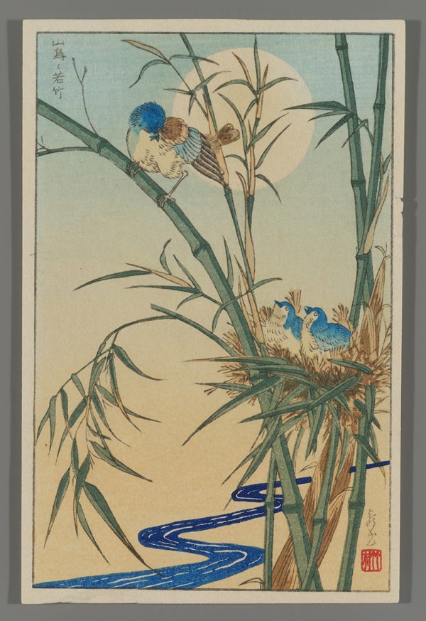 Bluebirds and Bamboo Akiyo c. 1930s