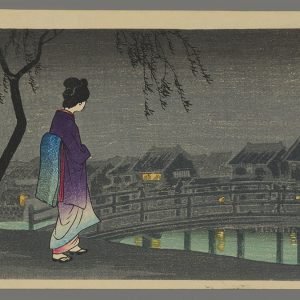 Street at Night; Woman near Bridge Hiroaki