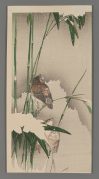 Sparrows and Bamboo in Snow