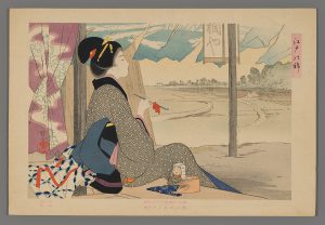 Woman Smoking at a Roadside Teashop Terukata